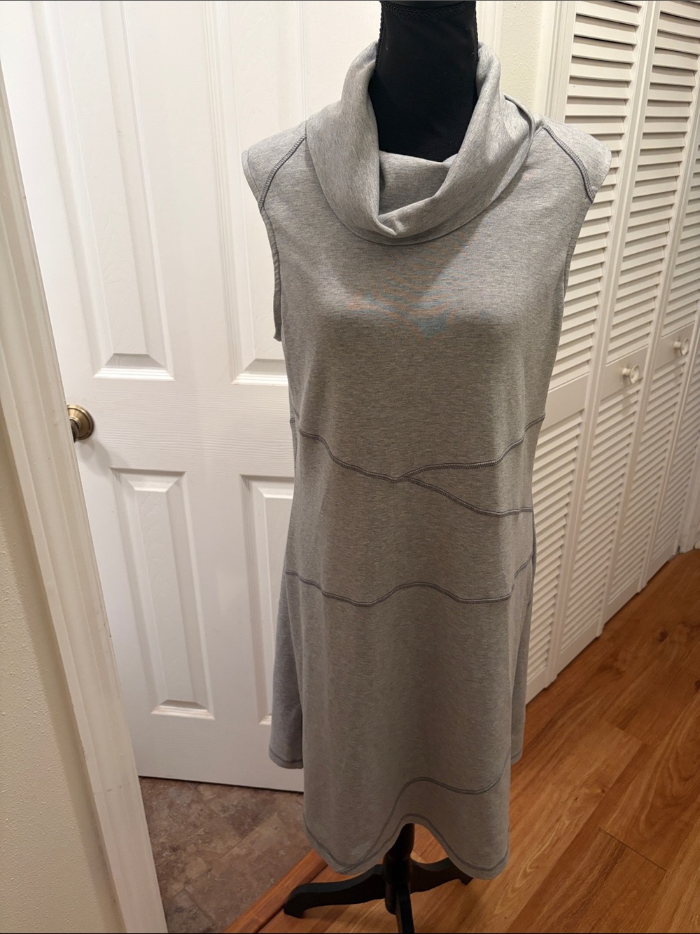 Sahalie Sleeveless Cowl Neck Grey Knit Dress